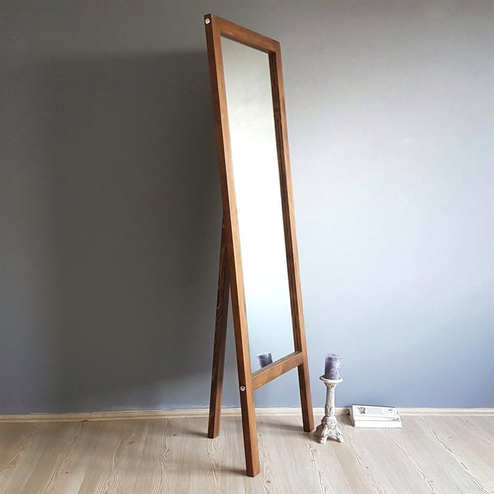 Hanah Home A43 Espejo Cheval de Madera Maciza de Pino, Nogal, 55x170 cm